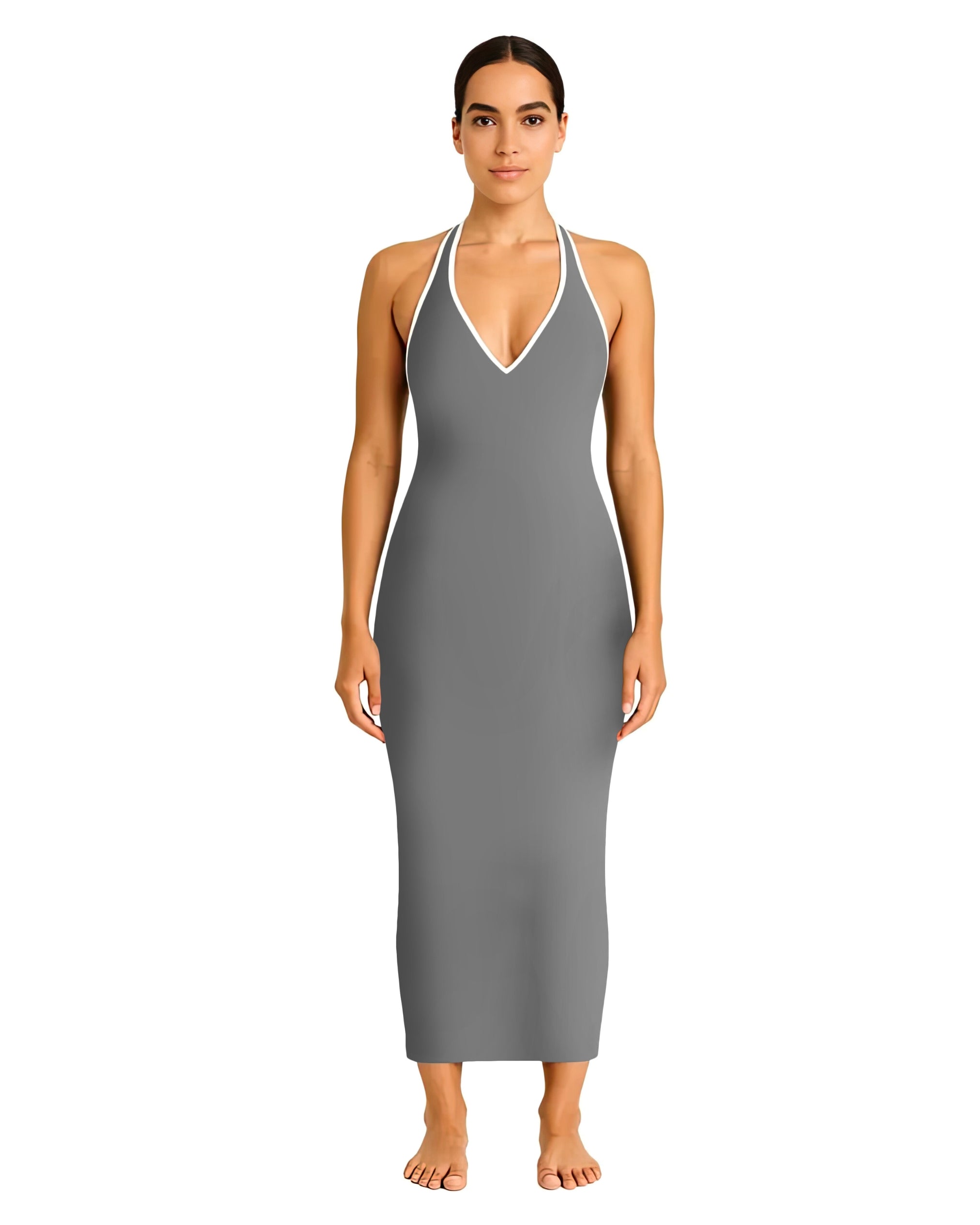 Grey Maxi Feminine Dress