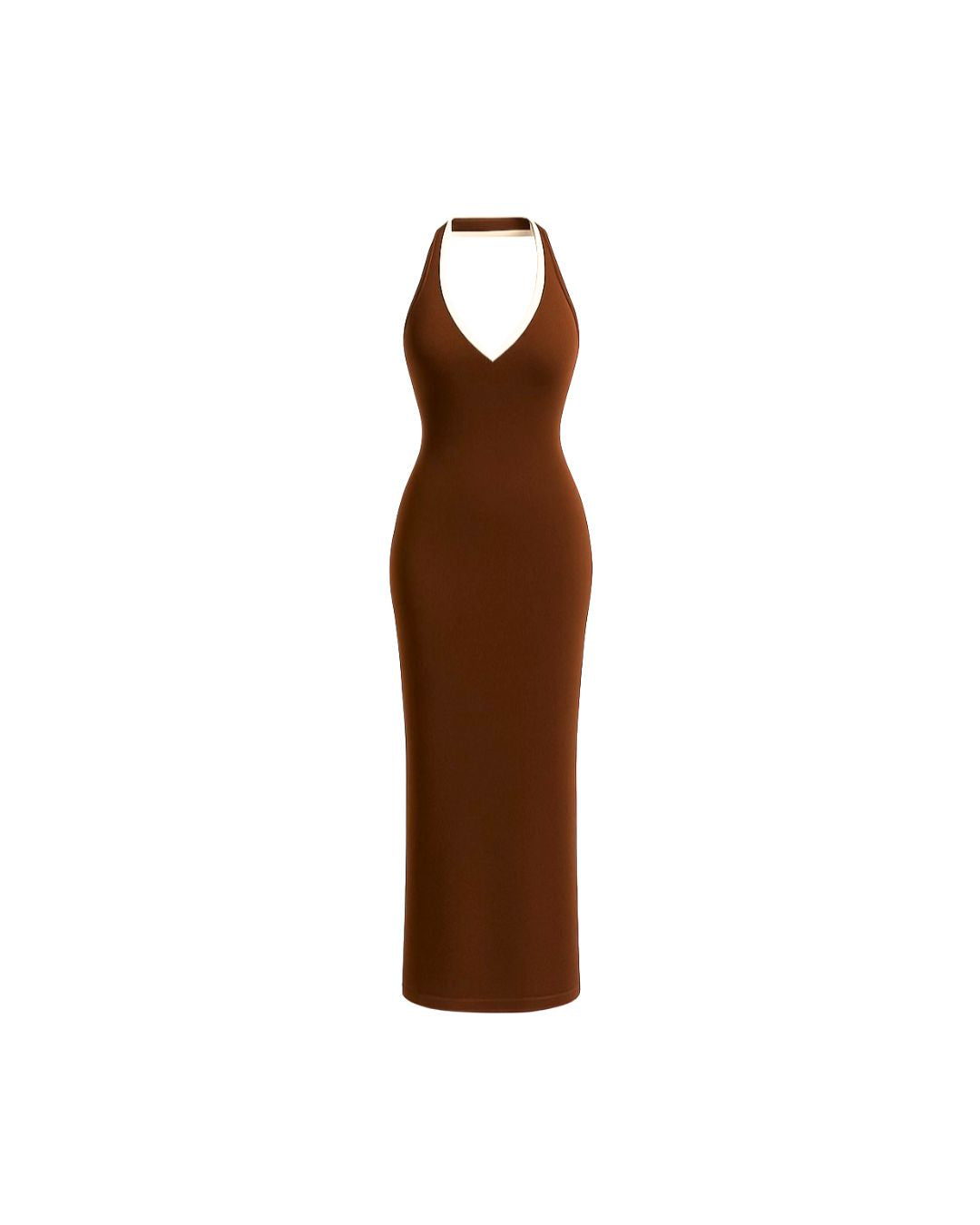 Brown Maxi Feminine Dress – SYLESI