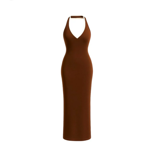 Brown Maxi Feminine Dress