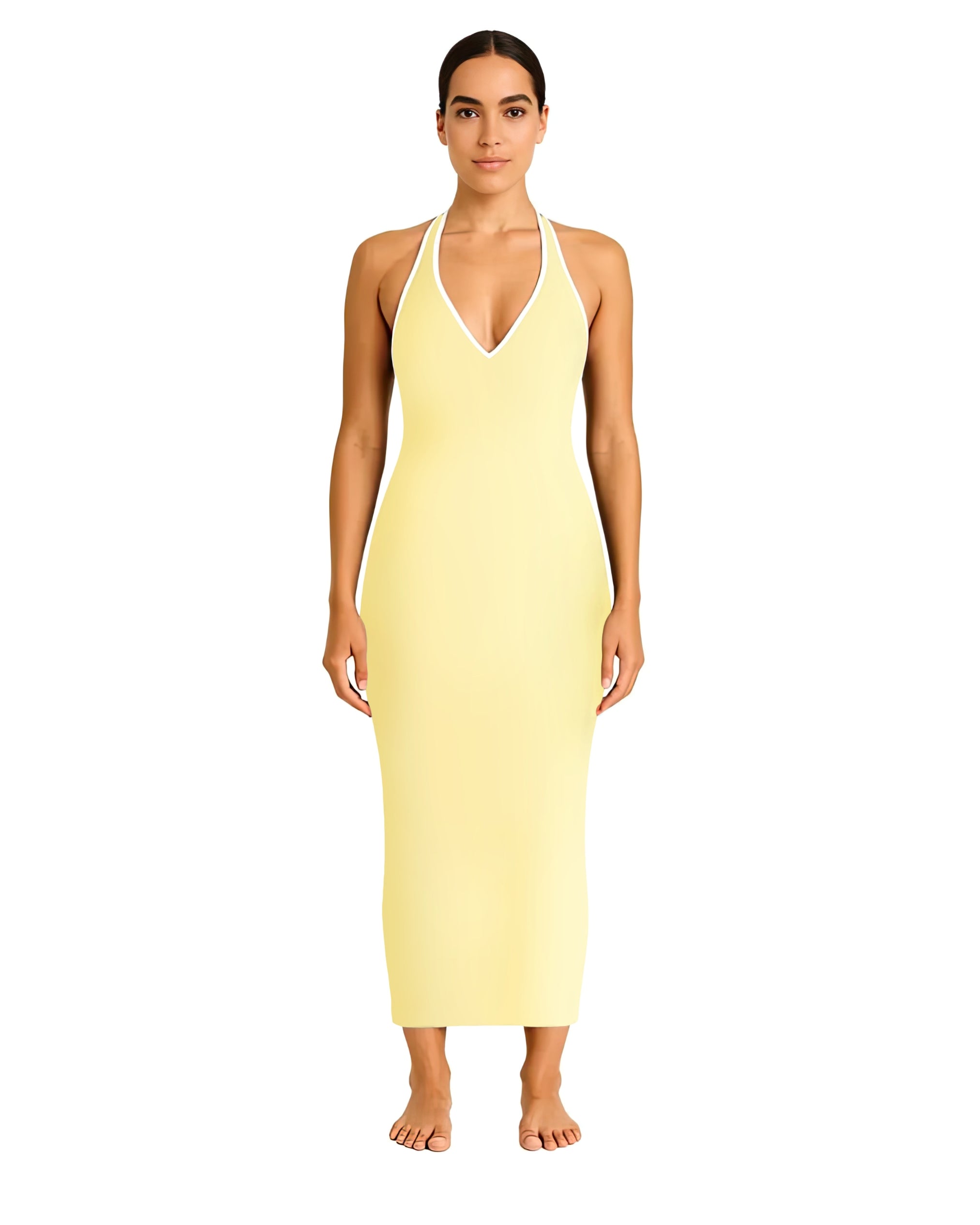 Butter Yellow Maxi Feminine Dress