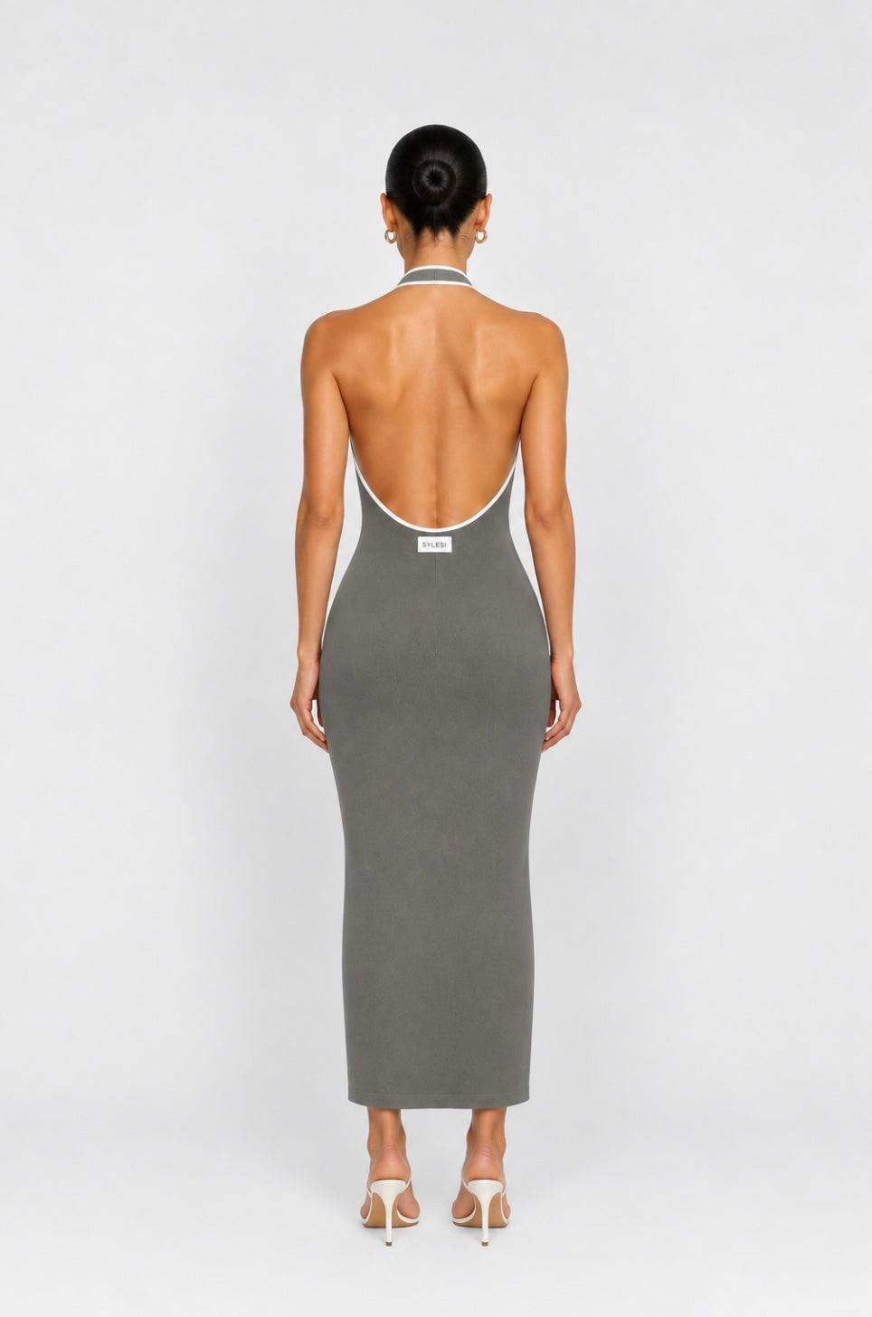 grey halter maxi dress Feminine – SYLESI Red Lotus Summer