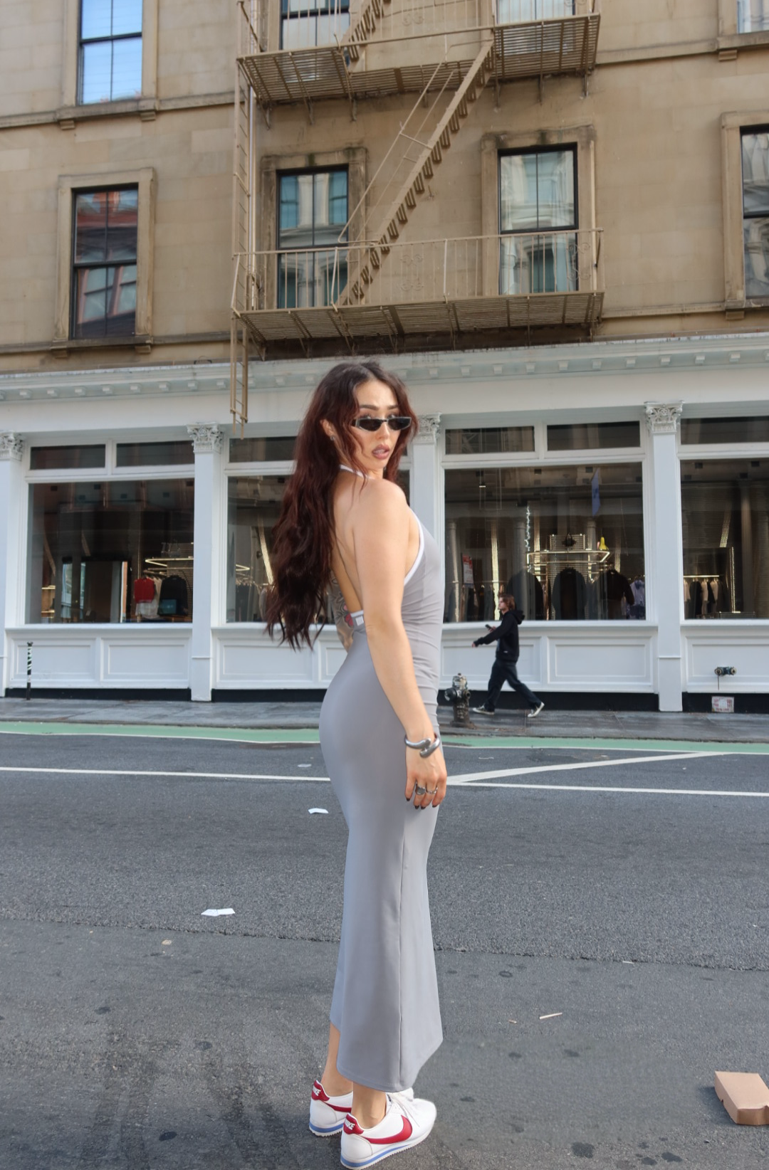 Grey Maxi Feminine Dress